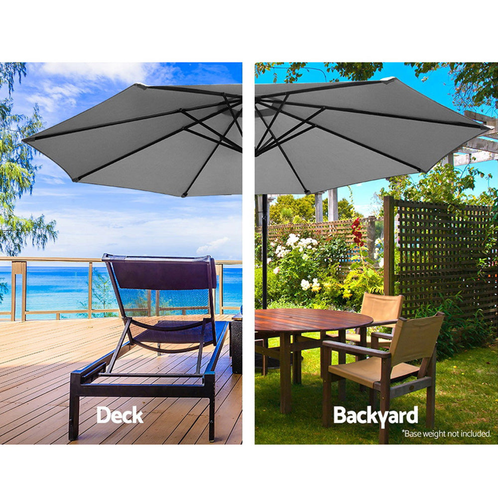 Instahut 3M Umbrella with 50x50cm Base Outdoor Umbrellas Cantilever Sun Stand UV Garden Grey UMB-BAN-50-COM-GR