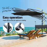 Instahut 3m Umbrella w/Base Outdoor Cantilever Beach Garden Patio Parasol Black UMB-BAN-50N-COM-BK