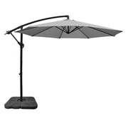 Instahut Umbrella Outdoor Umbrellas Cantilever Sun Stand UV Garden Base Grey 3M UMB-BAN-50N-COM-GR
