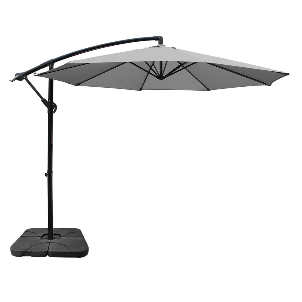 Instahut Umbrella Outdoor Umbrellas Cantilever Sun Stand UV Garden Base Grey 3M UMB-BAN-50N-COM-GR