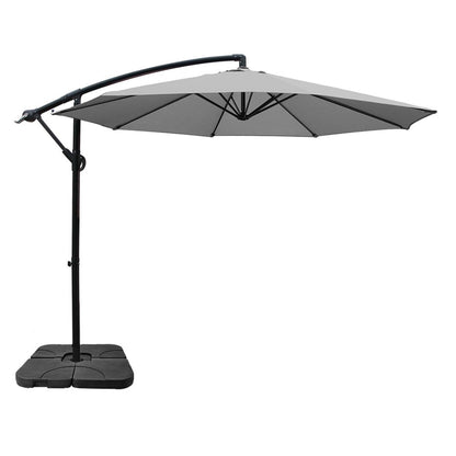 Instahut Umbrella Outdoor Umbrellas Cantilever Sun Stand UV Garden Base Grey 3M UMB-BAN-50N-COM-GR