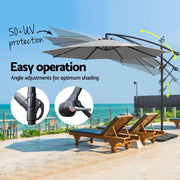 Instahut Umbrella Outdoor Umbrellas Cantilever Sun Stand UV Garden Base Grey 3M UMB-BAN-50N-COM-GR