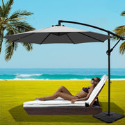 Instahut Umbrella Outdoor Umbrellas Cantilever Sun Stand UV Garden Base Grey 3M UMB-BAN-50N-COM-GR