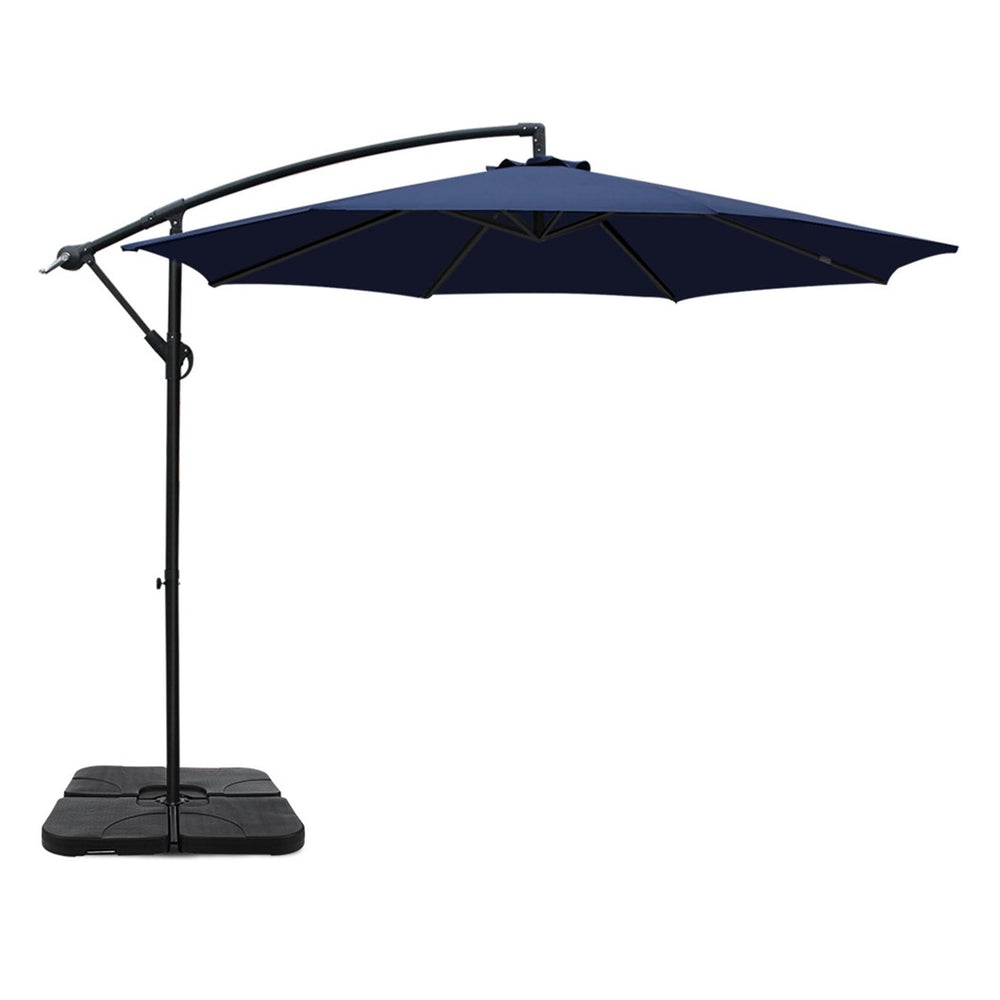 Instahut 3m Umbrella w/Base Outdoor Cantilever Beach Garden Patio Parasol Navy UMB-BAN-50N-COM-NA