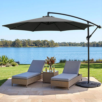 Instahut 3m Outdoor Umbrella Cantilever Beach Garden Patio Charcoal UMB-BAN-8RIB-CO