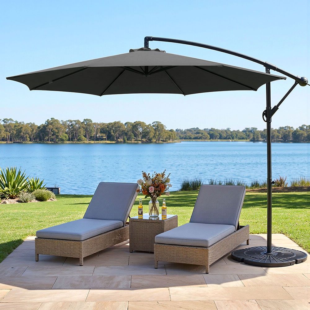 Instahut 3m Outdoor Umbrella Cantilever Beach Garden Patio Charcoal