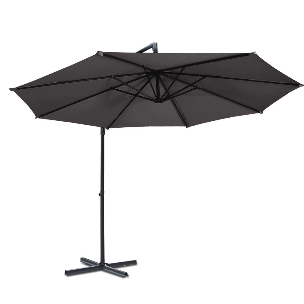 Instahut 3m Outdoor Umbrella Cantilever Beach Garden Patio Charcoal UMB-BAN-8RIB-CO