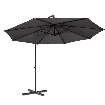 Instahut 3m Outdoor Umbrella Cantilever Beach Garden Patio Charcoal UMB-BAN-8RIB-CO