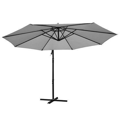 Instahut 3m Outdoor Umbrella Cantilever Beach Garden Patio Grey UMB-BAN-8RIB-GR