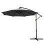 Instahut Outdoor Umbrella 3M Cantilever Beach LED Garden Shade Patio Charcoal UMB-BAN-8RIB-LED-CO