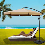 Instahut 3m Outdoor Umbrella w/Base Cantilever Garden Beach Patio Beige UMB-BAN-F-50N-COM-BG