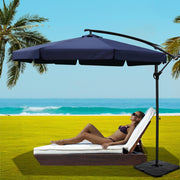Instahut 3m Outdoor Umbrella w/Base Cantilever Garden Beach Patio Navy UMB-BAN-F-50N-COM-NA