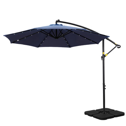 Instahut Outdoor Umbrella 3M Cantilever Beach LED w/Base Garden Shade Patio Navy UMB-BAN-LED-50N-NA