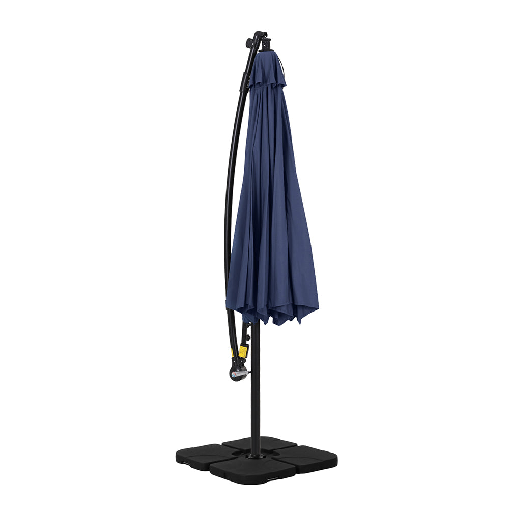 Instahut Outdoor Umbrella 3M Cantilever Beach LED w/Base Garden Shade Patio Navy UMB-BAN-LED-50N-NA
