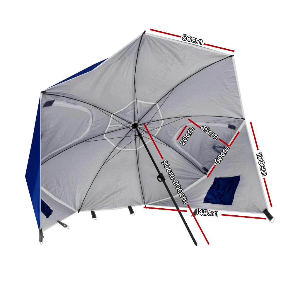 Instahut Beach Umbrella Outdoor Umbrellas Garden Sun Extension Pole Sun Canpoy UMB-BEACH-BL