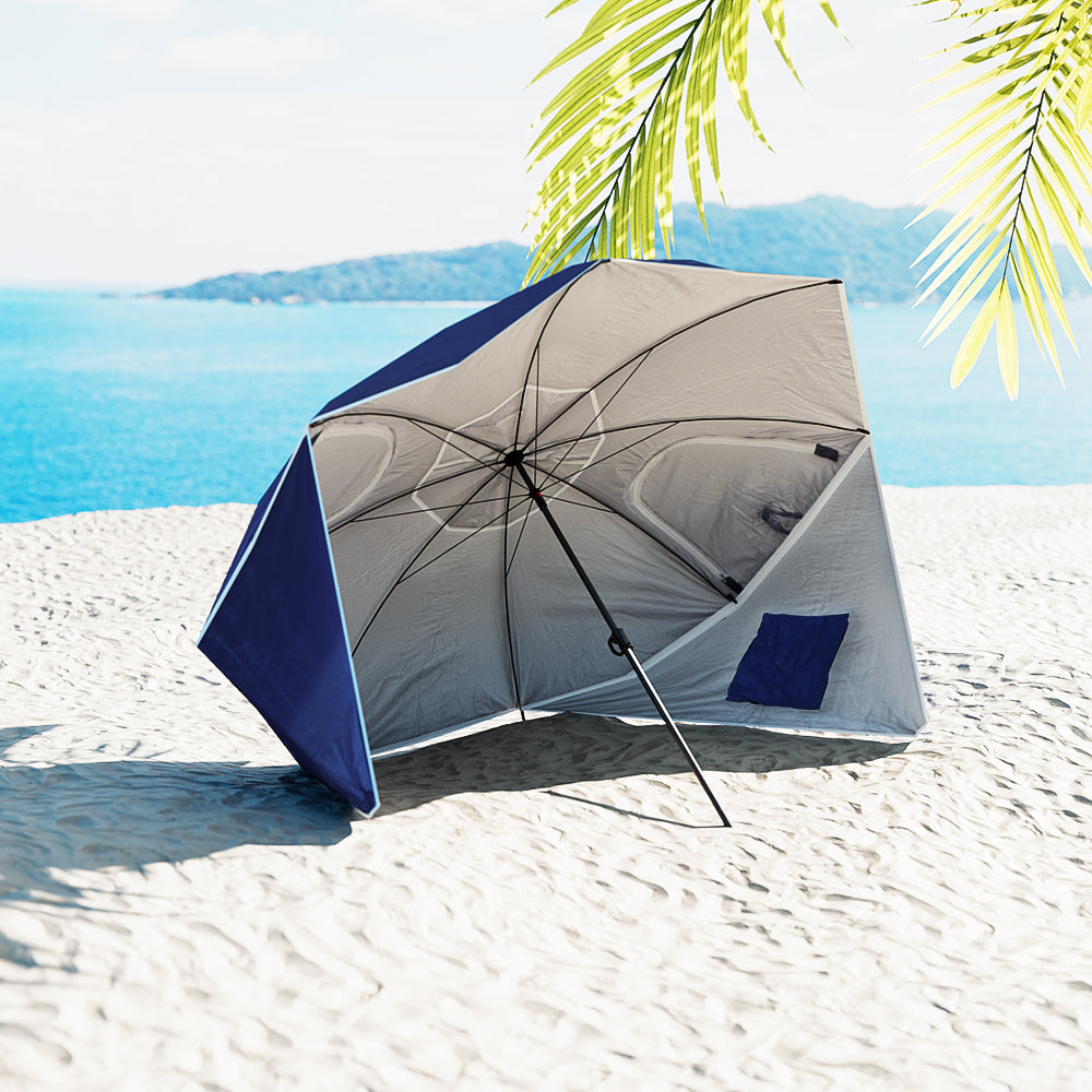 Instahut Beach Umbrella Outdoor Umbrellas Garden Sun Extension Pole Sun Canpoy UMB-BEACH-BL