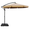 Instahut 3m Outdoor Umbrella w/Base Cantilever Garden Beach Patio Beige UMB-FLAT-50-COM-BG