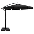 Instahut 3m Outdoor Umbrella w/Base Cantilever Garden Beach Patio Black UMB-FLAT-50-COM-BK