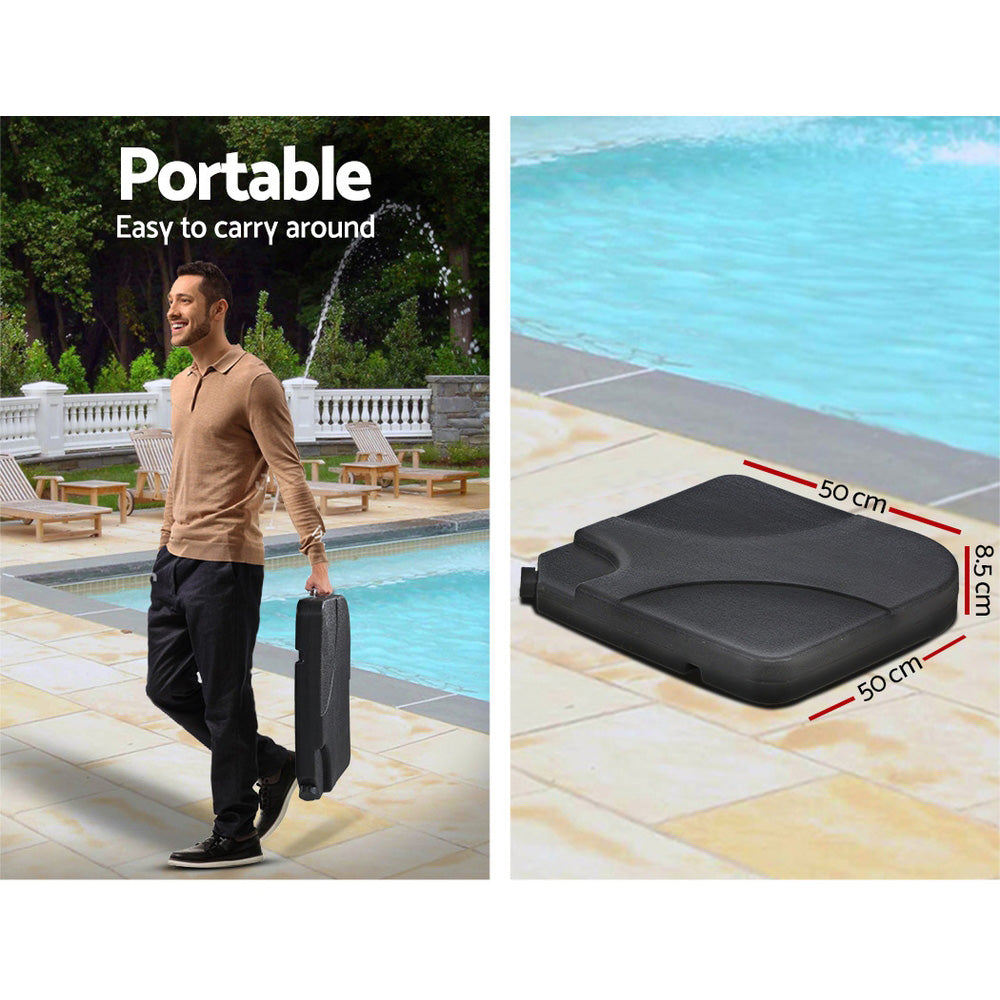 Instahut 3m Outdoor Umbrella w/Base Cantilever Garden Beach Patio Black UMB-FLAT-50-COM-BK