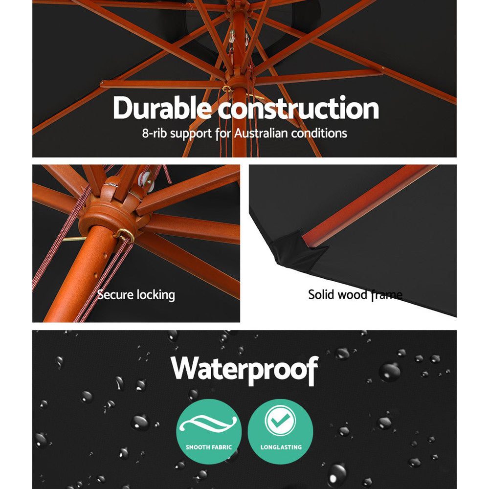 Instahut 2.7m Outdoor Umbrella Pole Umbrellas Beach Garden Sun Stand Patio Black UMB-POLE-27-R-BK