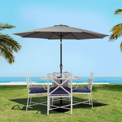 Instahut 2.7m Outdoor Umbrella w/Base Pole Stand Garden Sun Charcoal UMB-POLE-27-TIL-BASE-CO
