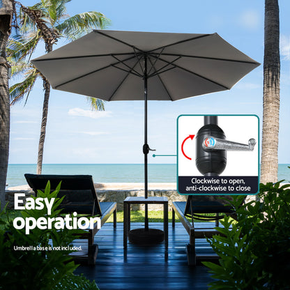 Instahut Outdoor Umbrella 2.7m Beach Pole Garden Tilt Sun Patio UV Charcoal UMB-POLE-27-TIL-CO