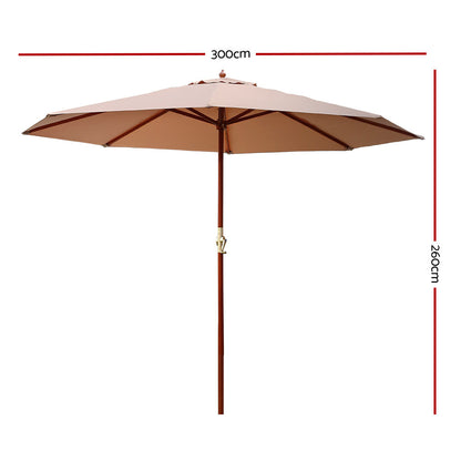 Instahut 3m Outdoor Umbrella Pole Umbrellas Beach Garden Sun Stand Patio Beige UMB-POLE-3-H-BG