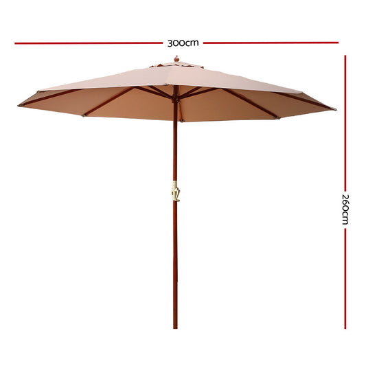 Instahut 3m Outdoor Umbrella Pole Umbrellas Beach Garden Sun Stand Patio Beige UMB-POLE-3-H-BG