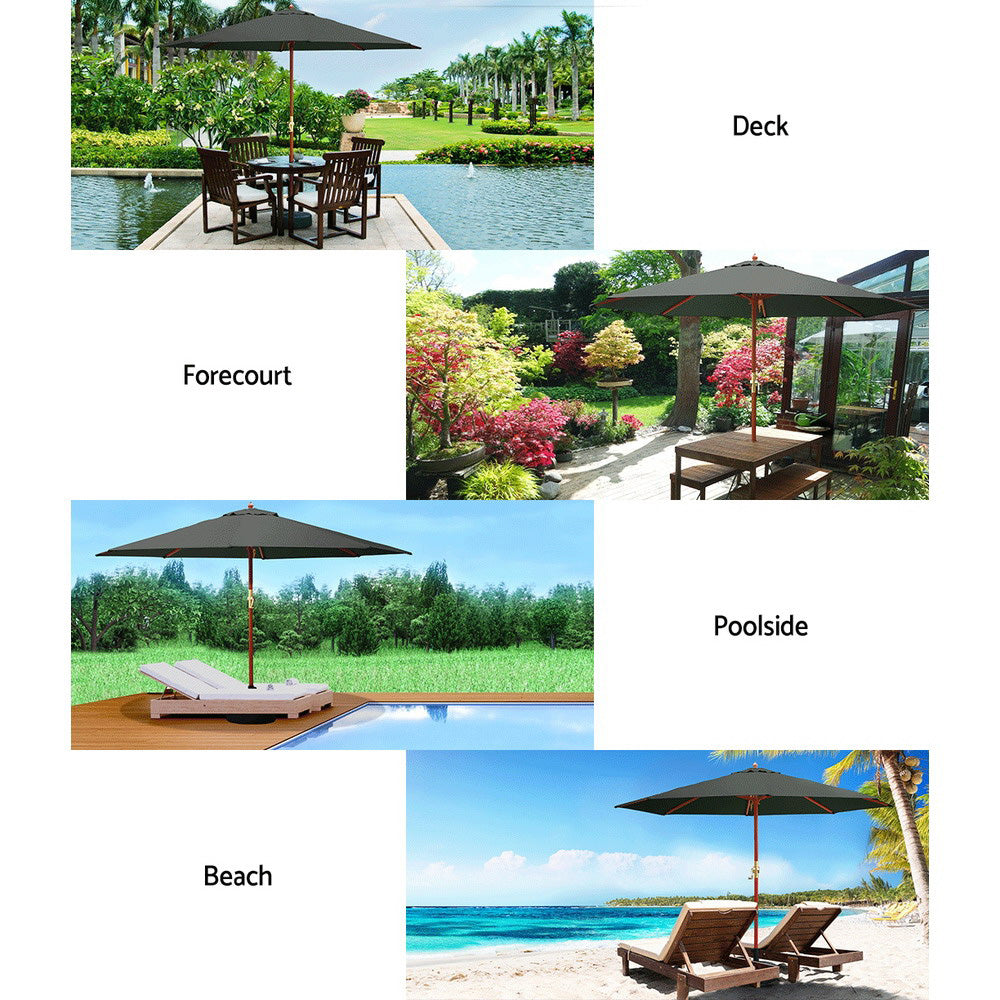 Instahut 3m Outdoor Umbrella Pole Umbrellas Beach Garden Sun Stand Patio Charcoal UMB-POLE-3-H-CO