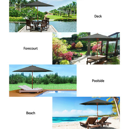 Instahut 3m Outdoor Umbrella Pole Umbrellas Beach Garden Sun Stand Patio Charcoal UMB-POLE-3-H-CO