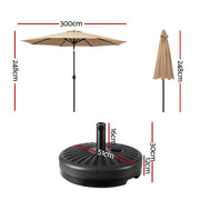 Instahut 3m Outdoor Umbrella w/Base Pole Tilt Beach Garden Patio Beige UMB-POLE-3-TIL-BASE-BG