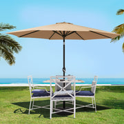 Instahut 3m Outdoor Umbrella w/Base Pole Tilt Beach Garden Patio Beige UMB-POLE-3-TIL-BASE-BG