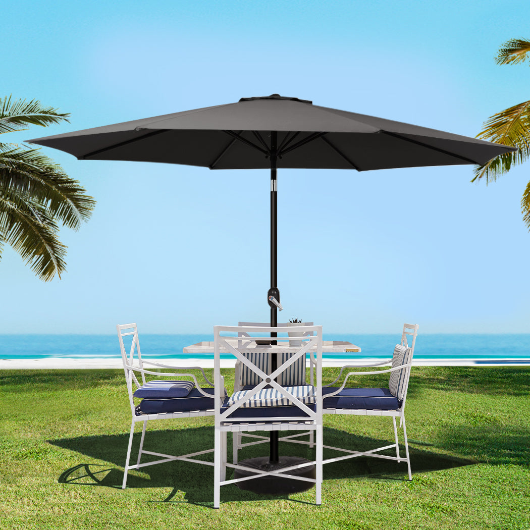 Instahut Outdoor Umbrella 3m Base Beach Pole Garden Tilt Sun Patio UV Black UMB-POLE-3-TIL-BASE-BK
