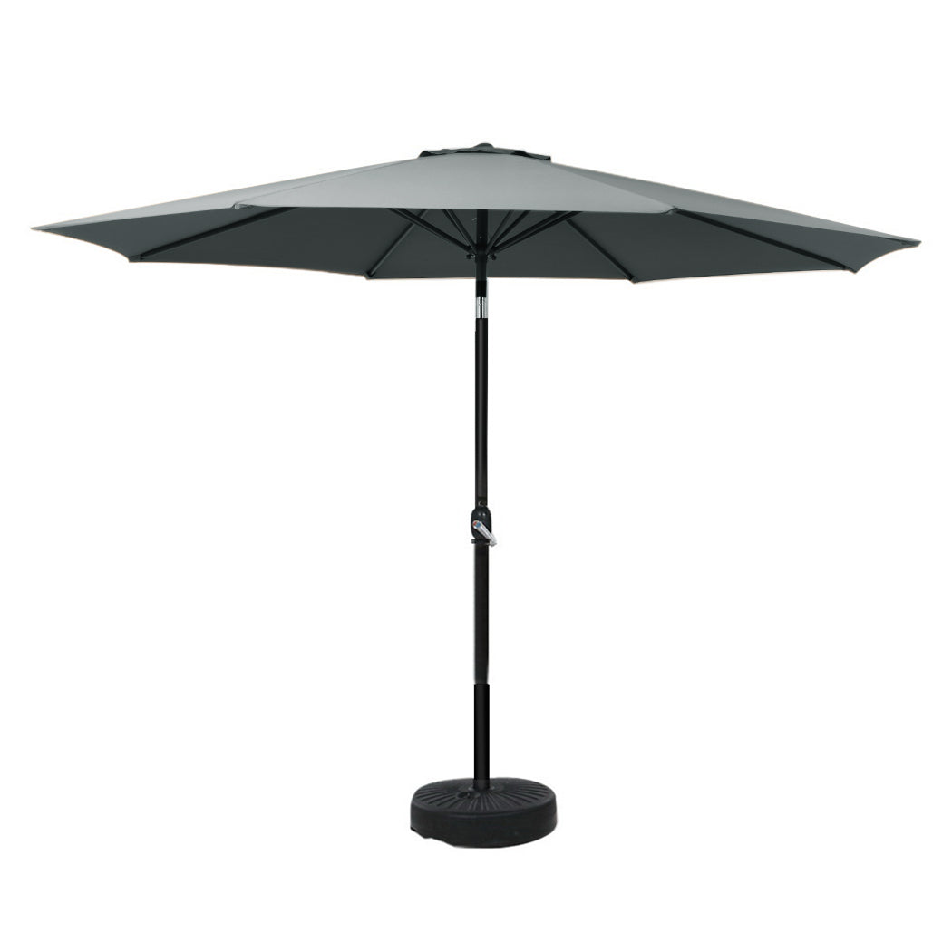 Instahut Outdoor Umbrella 3m Base Beach Pole Garden Tilt Sun Patio UV Charcoal UMB-POLE-3-TIL-BASE-CO