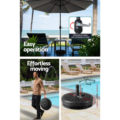 Instahut Outdoor Umbrella 3m Base Beach Pole Garden Tilt Sun Patio UV Charcoal UMB-POLE-3-TIL-BASE-CO