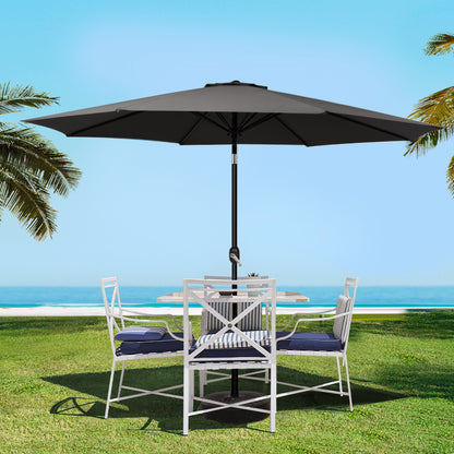 Instahut 3m Outdoor Umbrella Beach Pole Garden Patio Tilt Black UMB-POLE-3-TIL-BK