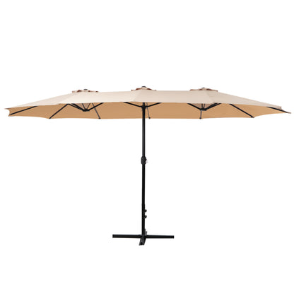 Instahut 4.57m Outdoor Umbrella Beach Pole Garden Tilt Beige UMB-POLE-4-TR-BG