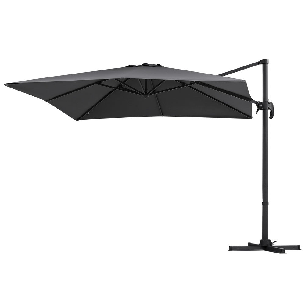 Instahut Outdoor Umbrella 3m Umbrellas Cantilever Stand Sun Roma 360 Degree Charcoal UMB-ROMA-5TIL-CO