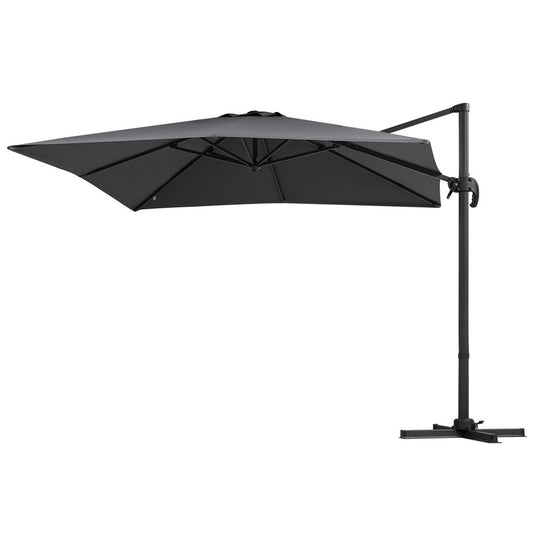 Instahut Outdoor Umbrella 3m Umbrellas Cantilever Stand Sun Roma 360 Degree Charcoal UMB-ROMA-5TIL-CO