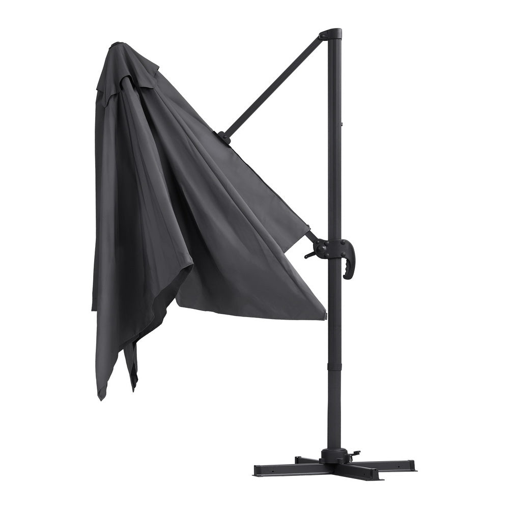Instahut Outdoor Umbrella 3m Umbrellas Cantilever Stand Sun Roma 360 Degree Charcoal UMB-ROMA-5TIL-CO