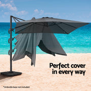 Instahut Outdoor Umbrella 3m Umbrellas Cantilever Stand Sun Roma 360 Degree Charcoal UMB-ROMA-5TIL-CO