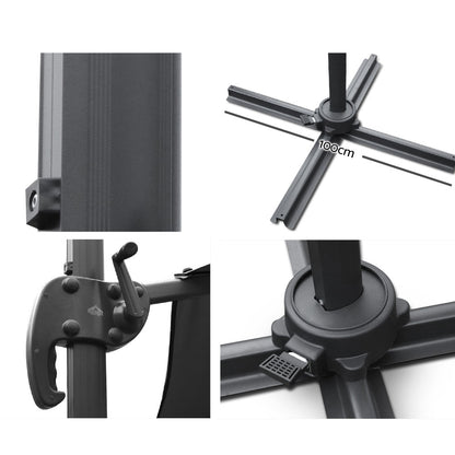 Instahut 3m Outdoor Umbrella Cantilever 360 Degree Tilt Beach Roma Black UMB-ROMA-8RIB-BK