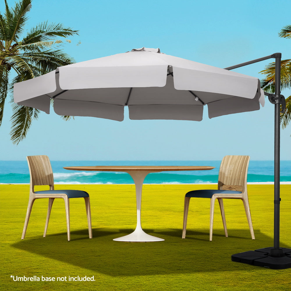 Instahut 3m Outdoor Umbrella Cantilever 360 Degree Tilt Beach Roma Grey UMB-ROMA-F-8RIB-GR