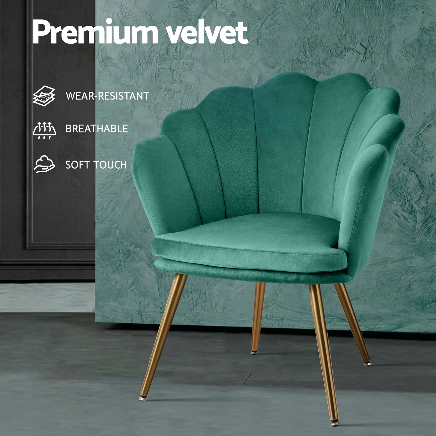 Artiss Armchair Velvet Green Callista UPHO-5002-VEL-GR