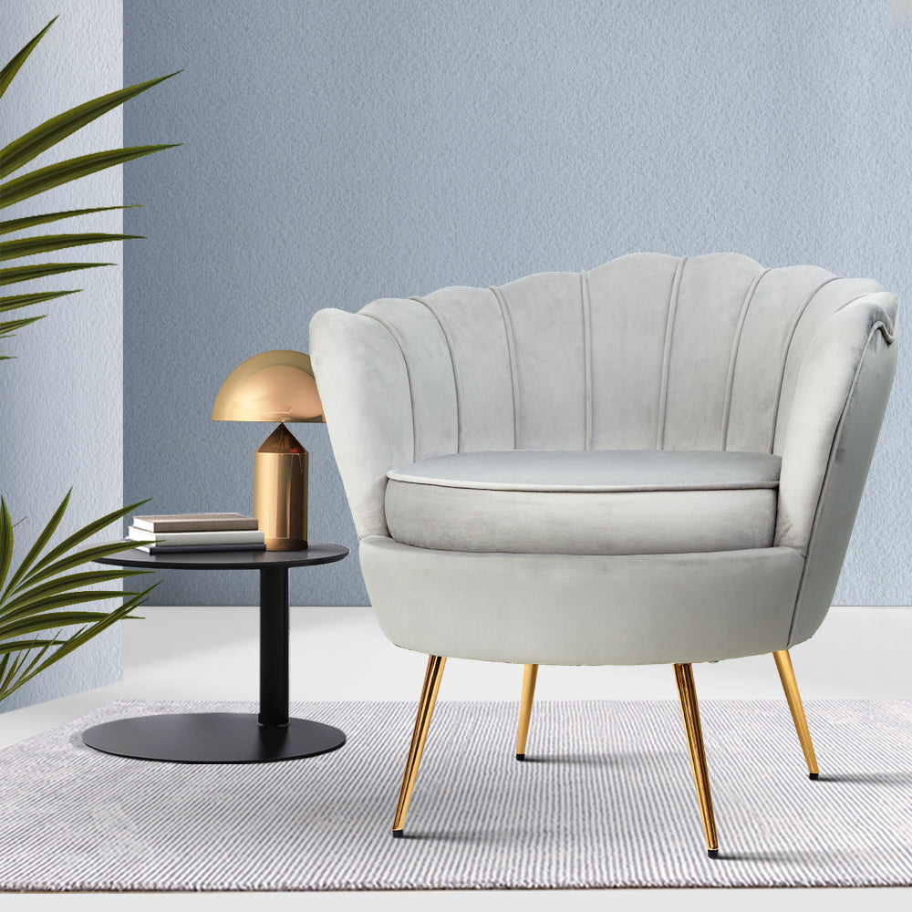 Artiss Armchair Velvet Grey Callista UPHO-5002-VEL-GY