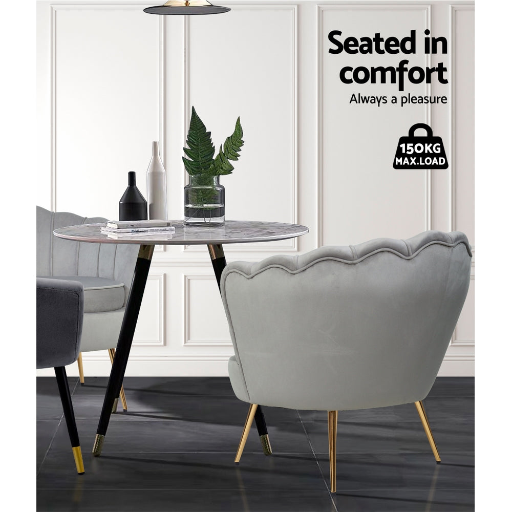 Artiss Armchair Velvet Grey Callista UPHO-5002-VEL-GY