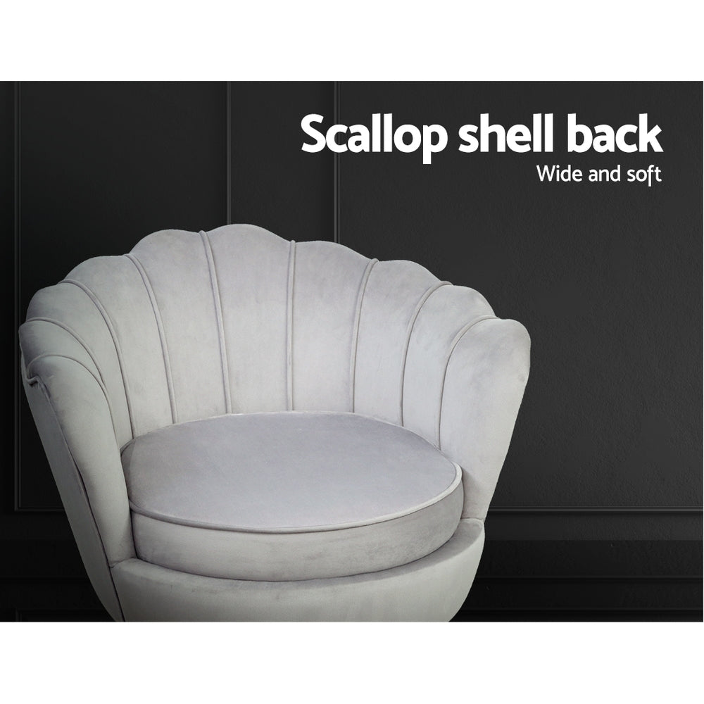 Artiss Armchair Velvet Grey Callista UPHO-5002-VEL-GY