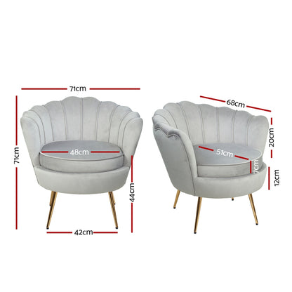 Artiss Armchair Velvet Grey Callista UPHO-5002-VEL-GY