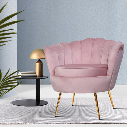 Artiss Armchair Velvet Pink Callista UPHO-5002-VEL-PK