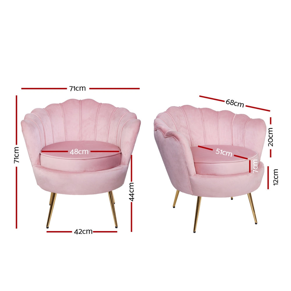 Artiss Armchair Velvet Pink Callista UPHO-5002-VEL-PK
